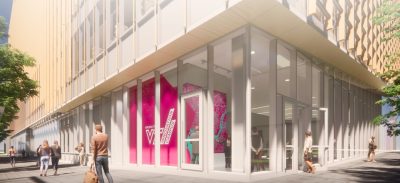 Corner view rendering - street level