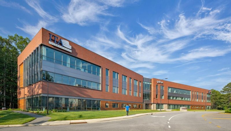Newport News Campus Newport News Campus building, brick and glass with VT logo on top corner