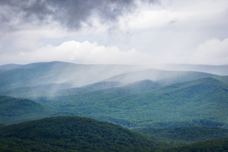the blue ridge mountains during morning sunrise