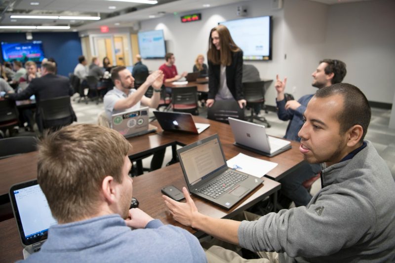 Students work in a lab