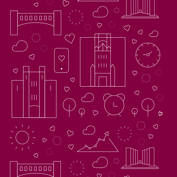 I'm a hokie. VT25. Phone Wallpaper. White text multi-outlined in rainbow colors on pink background