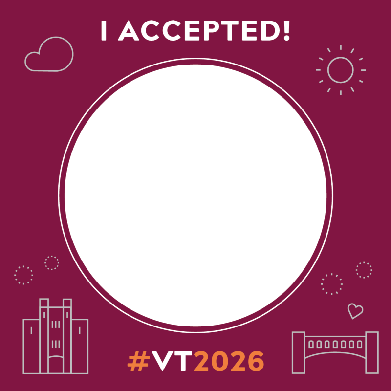 I got in. Sticker. White text multi-outlined in maroon and orange