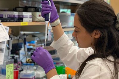 A researcher in the lab. 